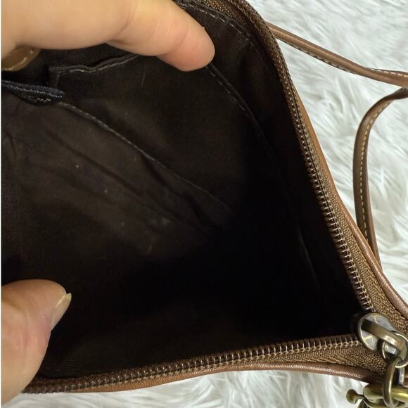 COACH Brown Signature Stub Suede Canvas Wristlet - Picture 5 of 9